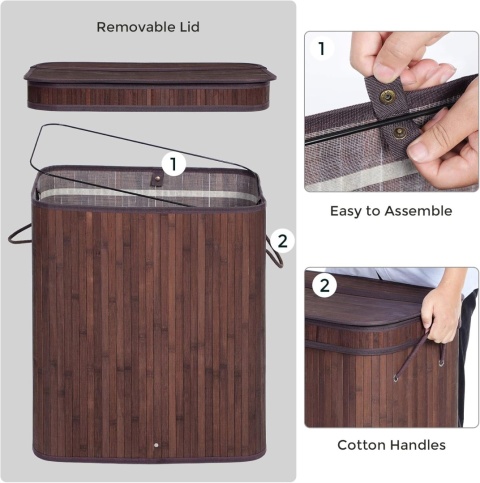 Kosz pojemnik bambusowy na pranie 2 komory SN7086