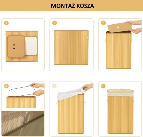 Kosz pojemnik bambusowy na pranie SN7081