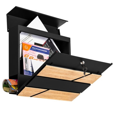 Skrzynka pocztowa na listy SN3638-2 Czarny + Imitacja Drewna