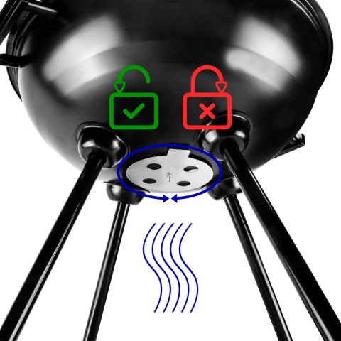 Grill węglowy ogrodowy okrągły z pokrywą 42cm duży ruszt przenośny BBQ