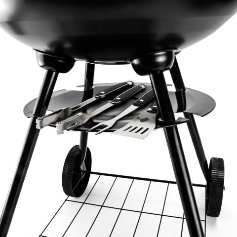 Grill węglowy ogrodowy okrągły z pokrywą 42cm duży ruszt przenośny BBQ