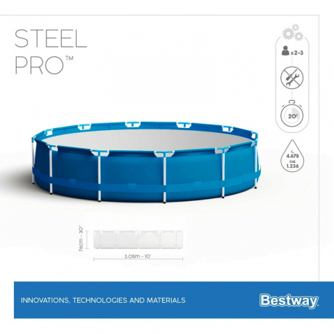 Basen ogrodowy stelażowy 305 x 76 cm Bestway 56677 Basen ogrodowy stelażowy 305 x 76 cm Bestway 56677