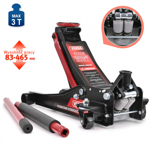 Podnośnik hydrauliczny niskoprofilowy dwutłokowy 3T SN8465 Podnośnik hydrauliczny niskoprofilowy dwutłokowy 3T SN8465